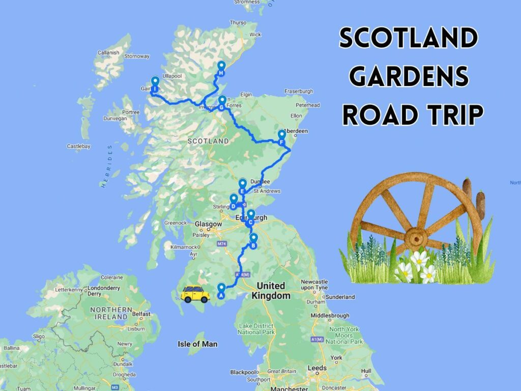 scotland gardens road trip map