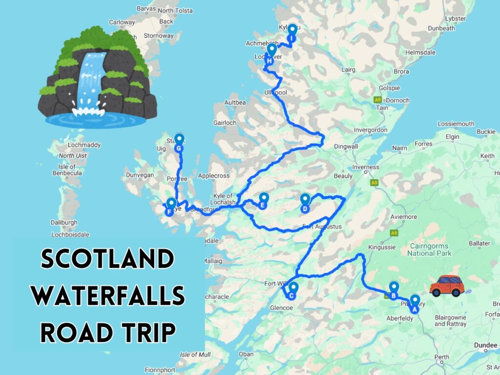 scotland waterfalls road trip