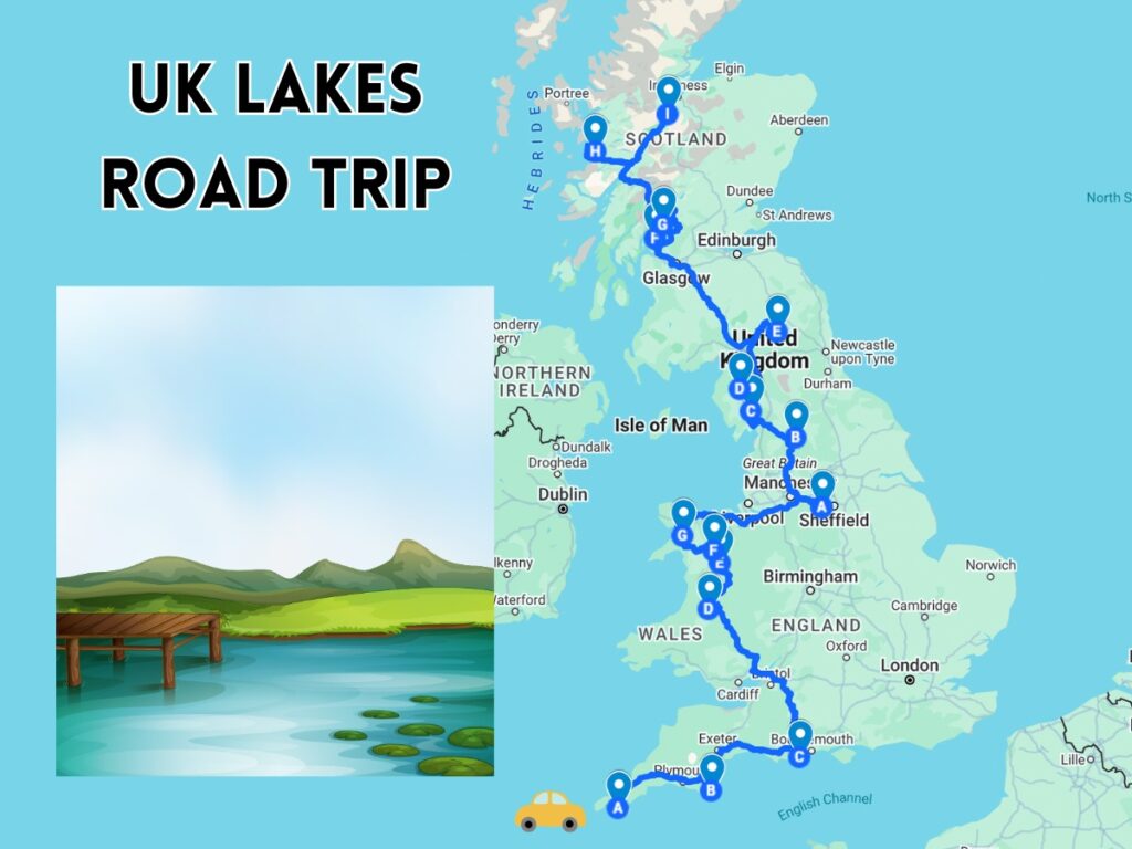 uk lakes road trip map