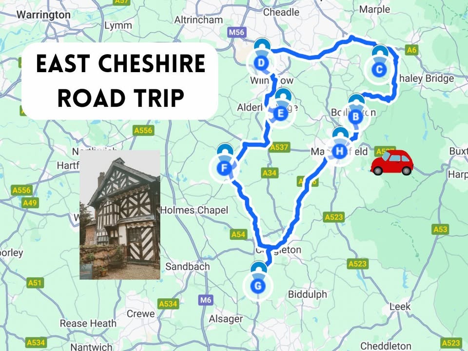east cheshire road trip map