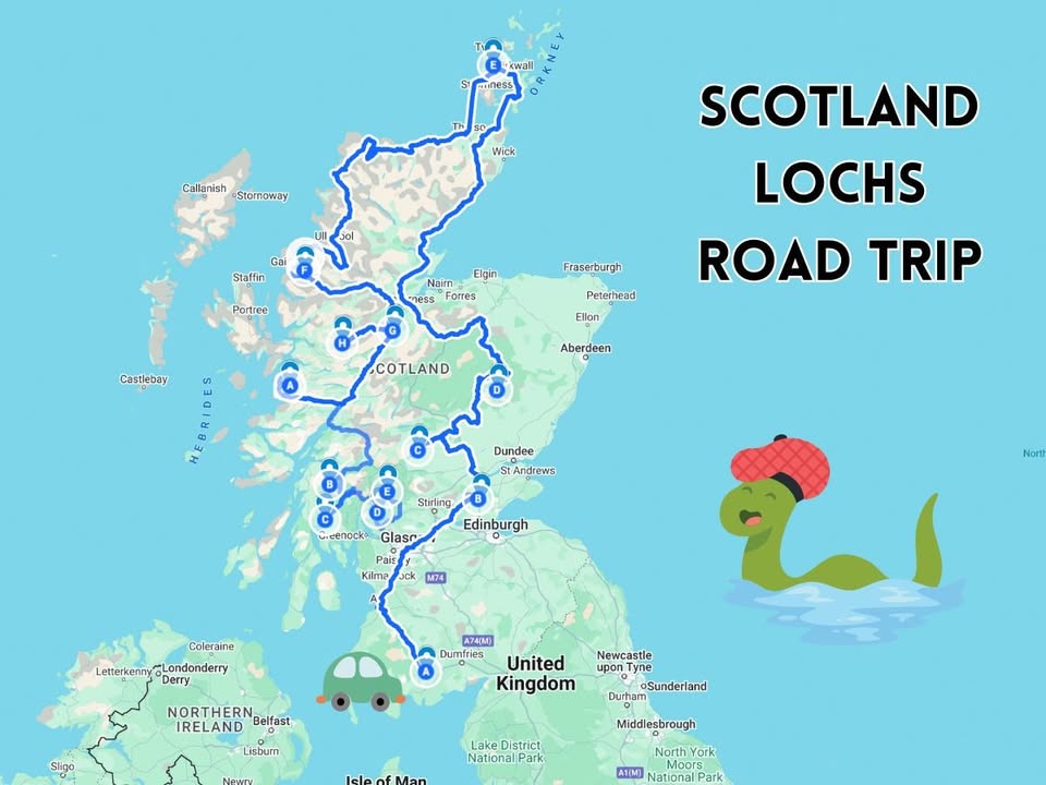 scotland lochs road trip map