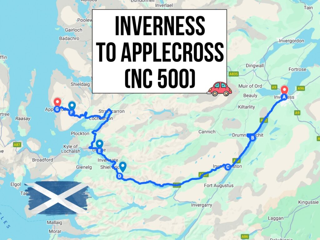 Inverness to Applecross road trip map