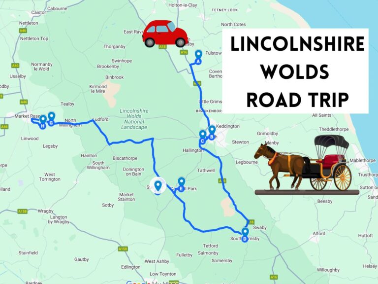 Lincolnshire wolds road trip map