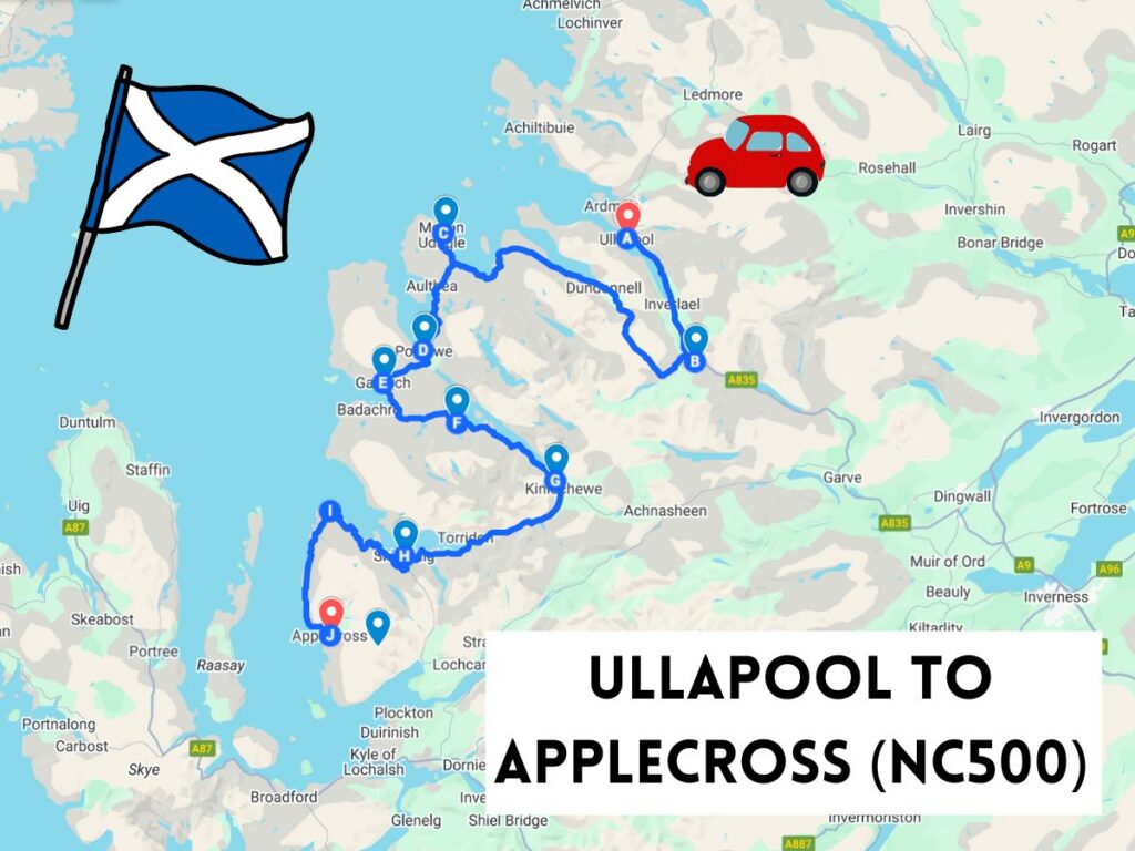 ullapool to applecross NC500 map